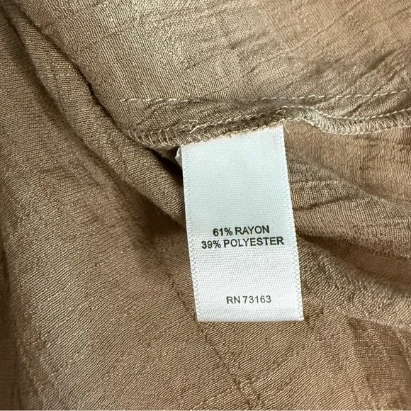 Spense Button Front Tunic Asymmetrical Shirt Lagenlook Tan Roll Tabs Women’s XL - Picture 12 of 13